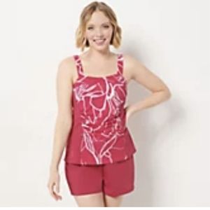 Denim & Co Tankini Set sz 16